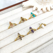 European And American Niche Retro Double Pointed Hexagon Prism Ring