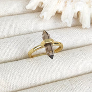 European And American Niche Retro Double Pointed Hexagon Prism Ring