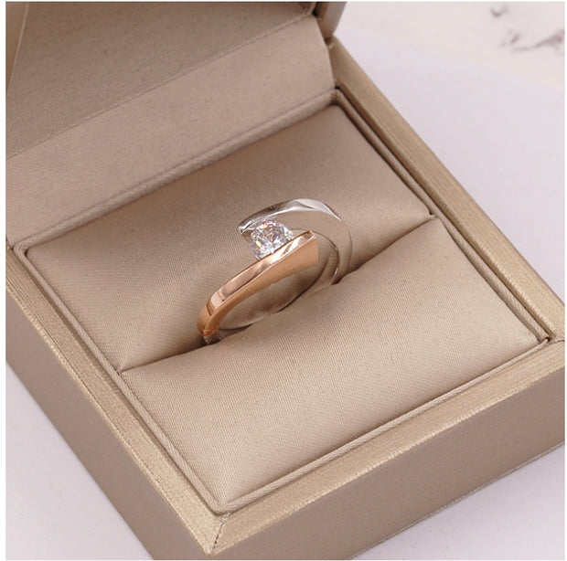 Cross two-color classic zircon creative ring ladies gold wedding color separation jewelry