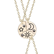 Sun, Moon And Star Pendant Set, Best Friend, Best friend, Friendship Couple Necklace, Fashion Jewelry