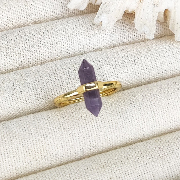 European And American Niche Retro Double Pointed Hexagon Prism Ring