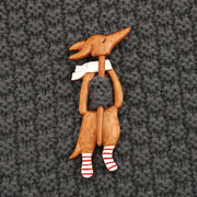 Wooden Animal Brooch Cute Gift Knitted Sweater