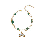 Blue Natural Stone Titanium Steel Anklet Women Bohemian Fashion