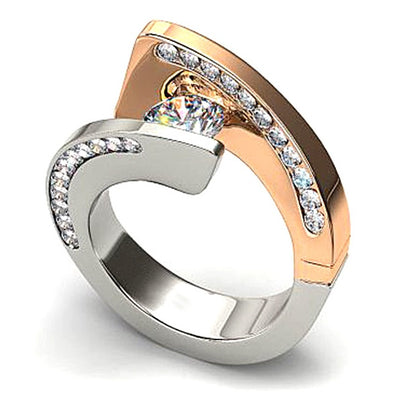 Cross two-color classic zircon creative ring ladies gold wedding color separation jewelry
