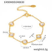 Gold Love Square Zircon Bracelet Light Luxury