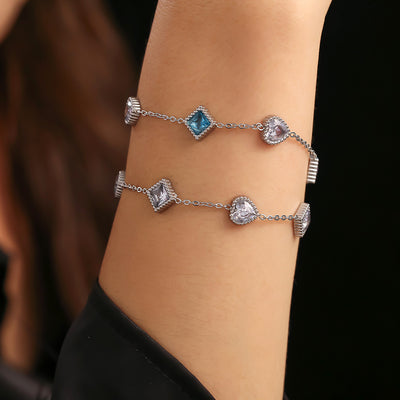 Gold Love Square Zircon Bracelet Light Luxury