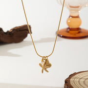 Ocean Series Titanium Steel Necklace Female Starfish Shell Pendant