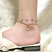 Blue Natural Stone Titanium Steel Anklet Women Bohemian Fashion