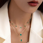 Vintage Grandmother Blue Green Pearl Multilayer Simplicity Necklace