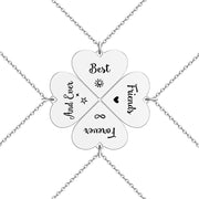 4 Pcs Set Heart Puzzle Four Leaf Clover Pendant Necklace Stainless Steel