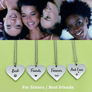 4 Pcs Set Heart Puzzle Four Leaf Clover Pendant Necklace Stainless Steel