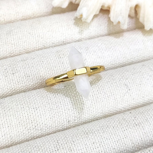 European And American Niche Retro Double Pointed Hexagon Prism Ring