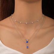 Vintage Grandmother Blue Green Pearl Multilayer Simplicity Necklace