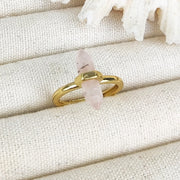 European And American Niche Retro Double Pointed Hexagon Prism Ring
