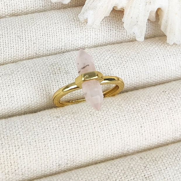 European And American Niche Retro Double Pointed Hexagon Prism Ring