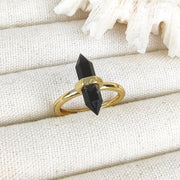European And American Niche Retro Double Pointed Hexagon Prism Ring