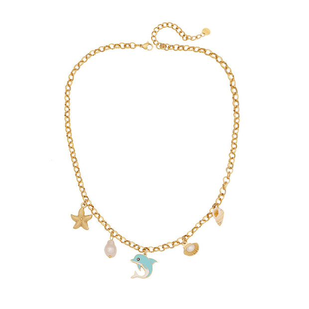 Ocean Series Titanium Steel Necklace Female Starfish Shell Pendant