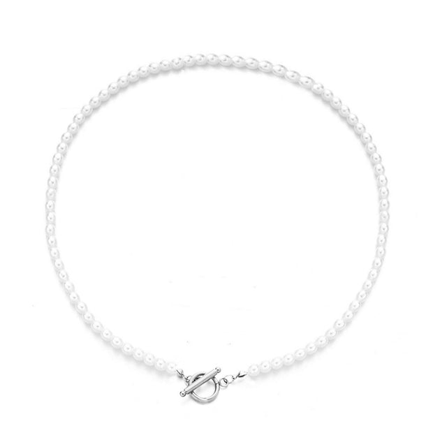New Stainless Steel Pearl OT Buckle Necklace