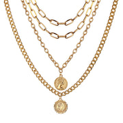 Exaggerated Thick Straps Portrait Multi-layer Tassel Necklace