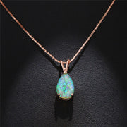 Colorful Water Drop Opal Pendant Necklace Elegant High-grade All-matching