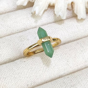 European And American Niche Retro Double Pointed Hexagon Prism Ring