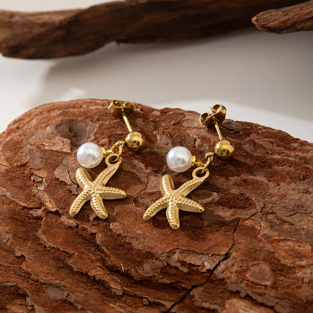 Ocean Series Titanium Steel Necklace Female Starfish Shell Pendant