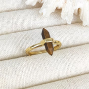 European And American Niche Retro Double Pointed Hexagon Prism Ring