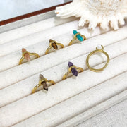European And American Niche Retro Double Pointed Hexagon Prism Ring