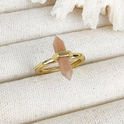 European And American Niche Retro Double Pointed Hexagon Prism Ring