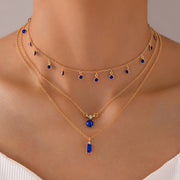 Vintage Grandmother Blue Green Pearl Multilayer Simplicity Necklace