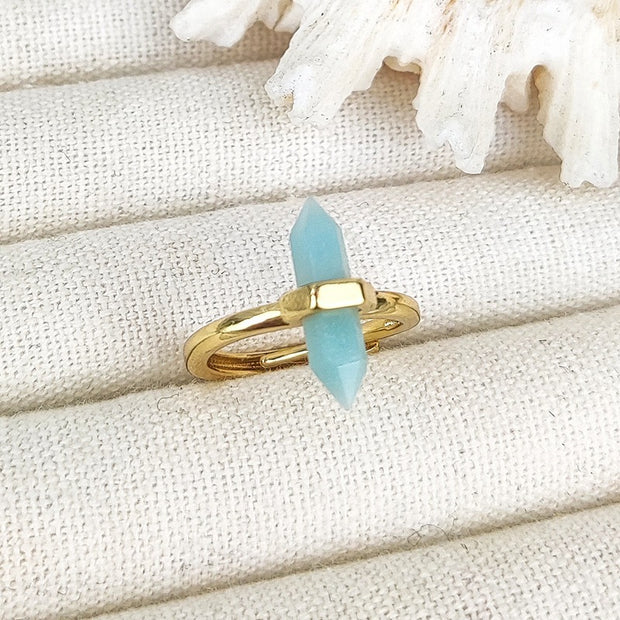 European And American Niche Retro Double Pointed Hexagon Prism Ring