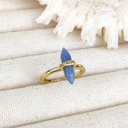 European And American Niche Retro Double Pointed Hexagon Prism Ring