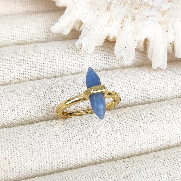 European And American Niche Retro Double Pointed Hexagon Prism Ring