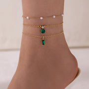 Vintage Grandmother Blue Green Pearl Multilayer Simplicity Necklace